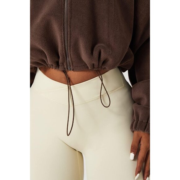 Women's Caramel Zip Fleece Warm Winter Long Sleeve Stand Collar Sherpa Jacket - Picture 3 of 6